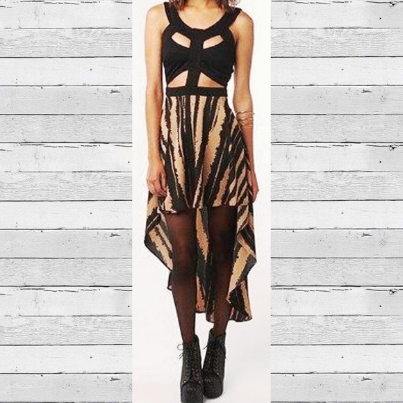 Reverse Dresses & Skirts - Reverse hi low tiger dress sz M